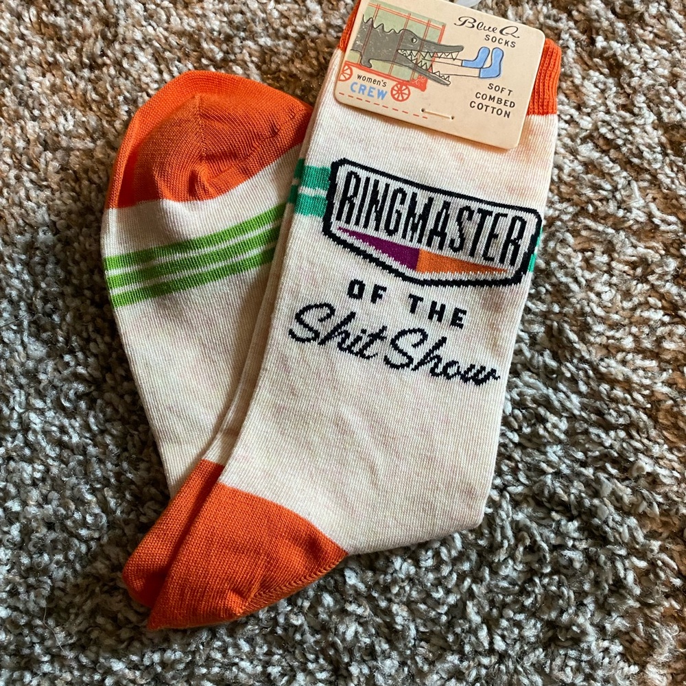 Ringmaster of the Sh*t Show funny socks NWT